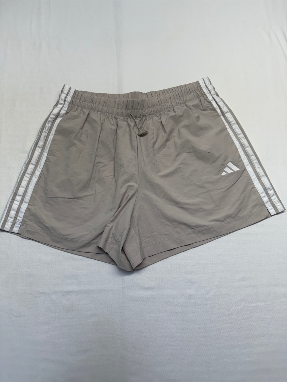 adidas Taupe Shorts with White Stripes